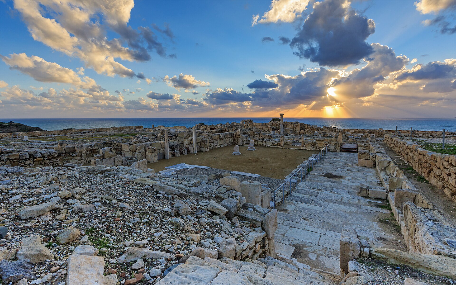 Early Christian basilica ruins at Kourion above the Mediterranean
